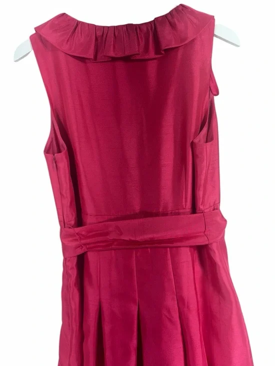 Jessica Howard Hot Pink Ruffled V-Neck Tie-Waist Dress size 12 - Picture 12 of 16